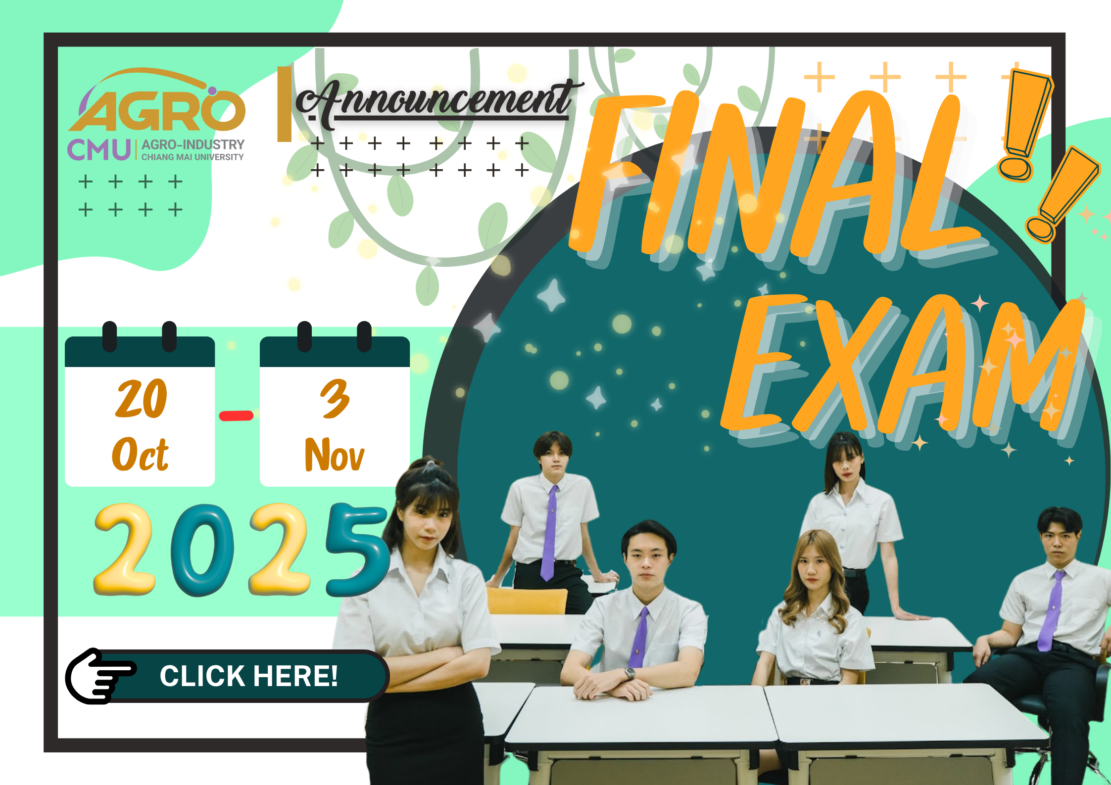 ตารางสอบปลายภาค ประจำภาคการศึกษาที่ 1 ปีการศึกษา 2568