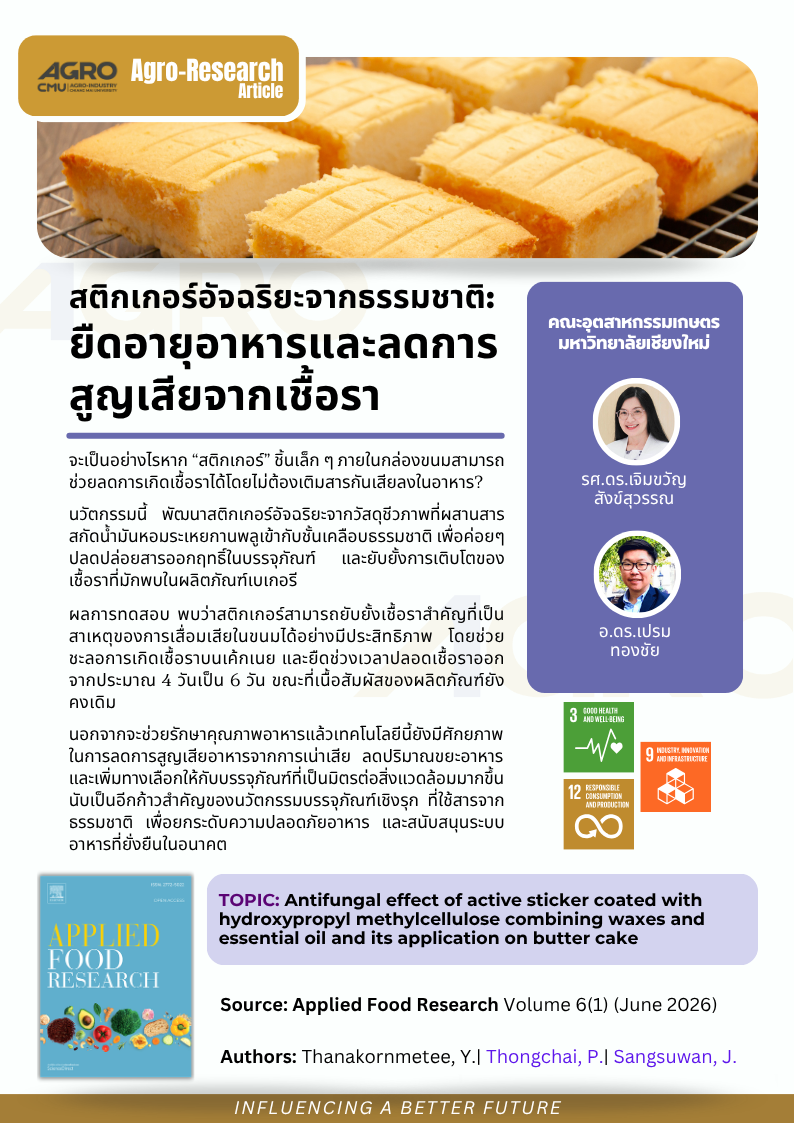 นวัตกรรมสติกเกอร์อัจฉริยะจากธรรมชาติ เพื่อยืดอายุอาหารและลดการสูญเสียจากเชื้อรา