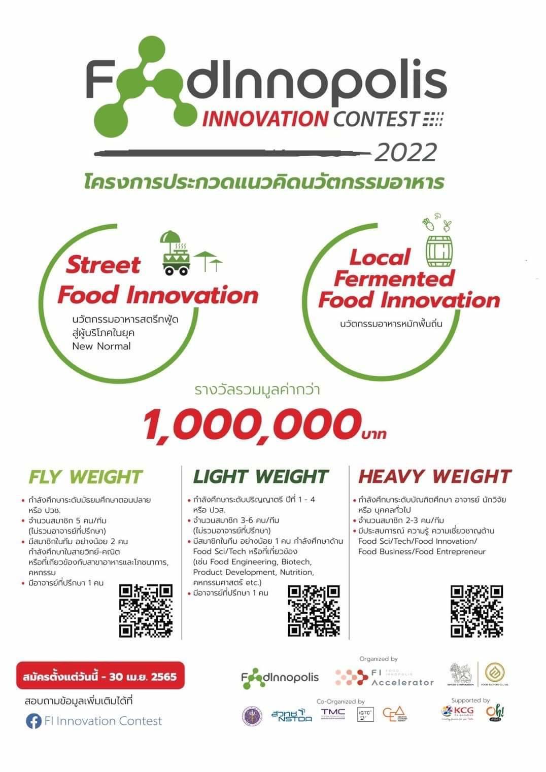 โครงการประกวดแนวคิดนวัตกรรมอาหาร FoodInnopolis Innovation Contest 2022
